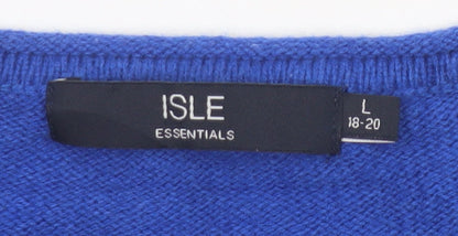 Isle Essentials Women's Blue Wool Blend Pullover Jumper Size 20