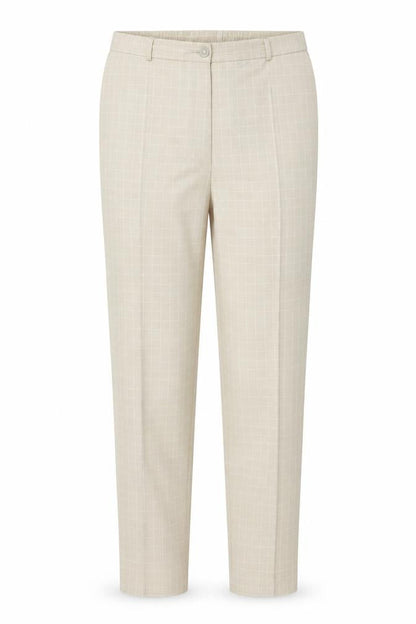 Marks & Spencer Women Beige Check Tapered Trousers UK 20 Elastic Waist