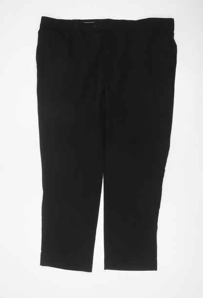 Farah Men’s Black 46W 31L Stretch Flat Front Dress Trousers