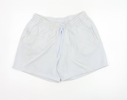 Adidas Women White XL Organic Cotton Sweat Shorts Drawstring Logo