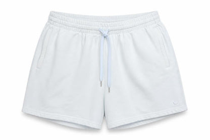 Front view of Adidas Women White XL Organic Cotton Sweat Shorts Drawstring Logo