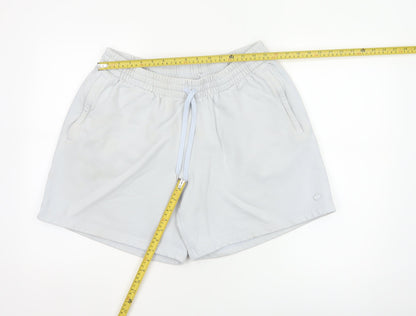 Adidas Women White XL Organic Cotton Sweat Shorts Drawstring Logo