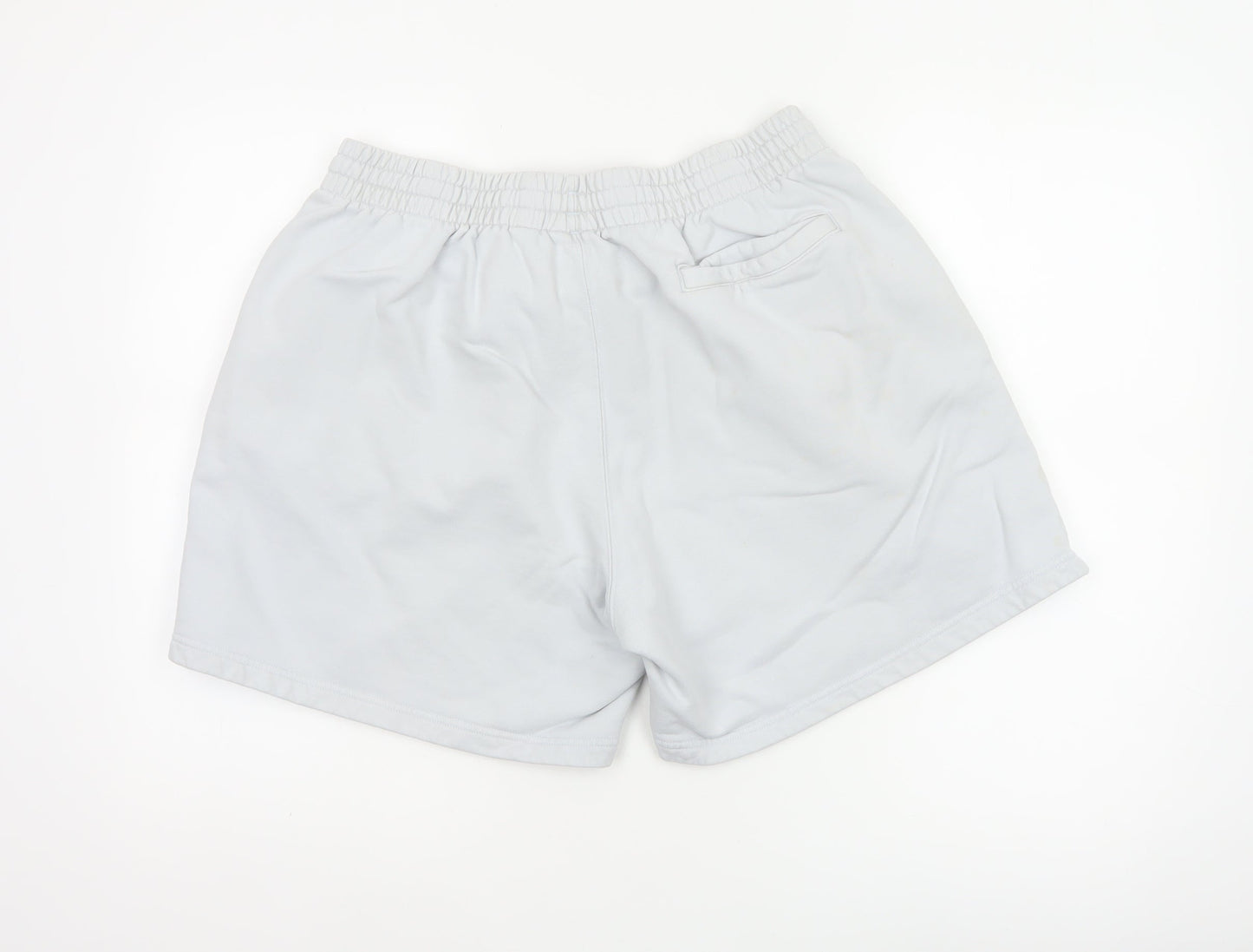 Adidas Women White XL Organic Cotton Sweat Shorts Drawstring Logo