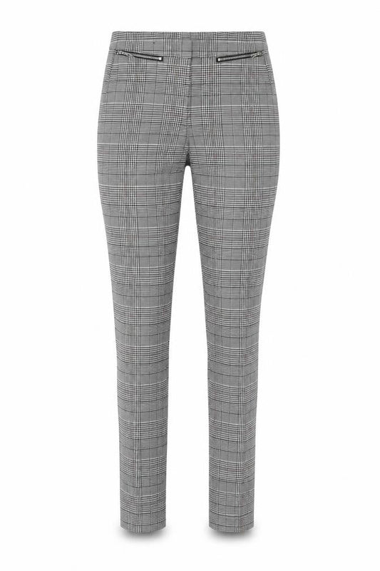 New Look Women’s Grey Check Skinny Trousers UK 6 Zip Pocket Workwear