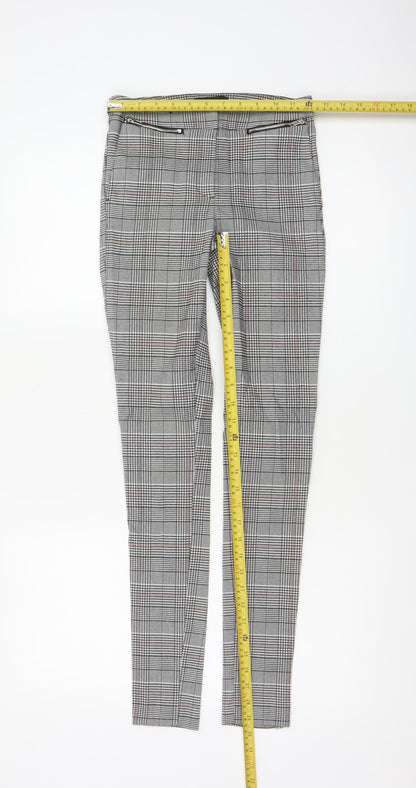 New Look Women’s Grey Check Skinny Trousers UK 6 Zip Pocket Workwear