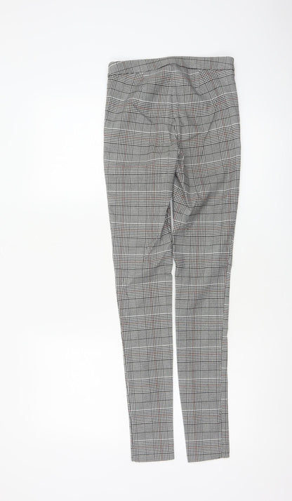 New Look Women’s Grey Check Skinny Trousers UK 6 Zip Pocket Workwear