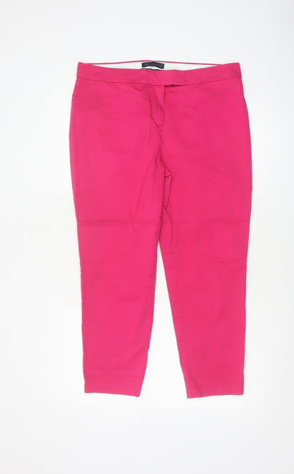 Marks & Spencer Women Pink UK 14 Straight Cotton Stretch Dress Trousers