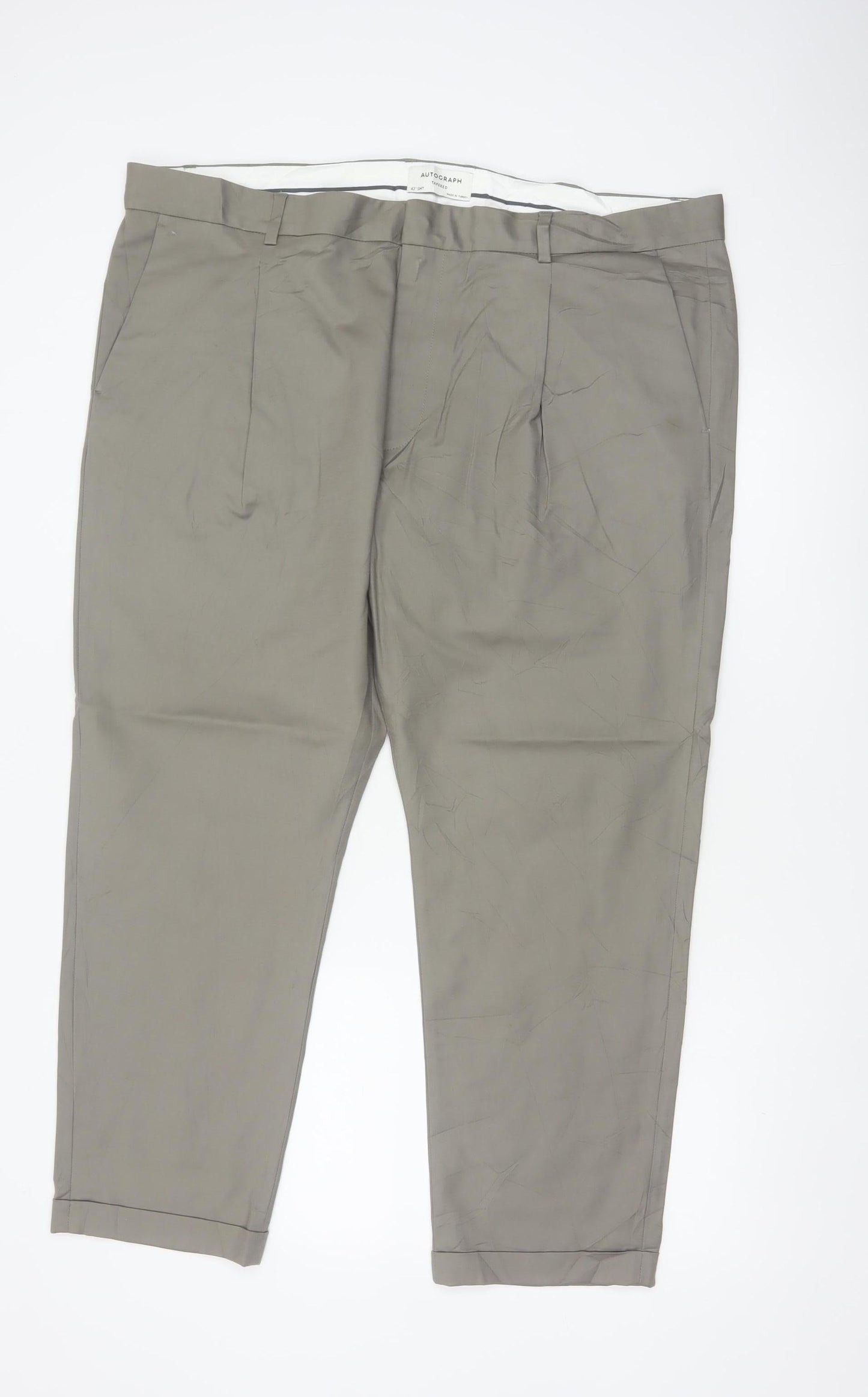 Marks and Spencer Autograph Men's Grey 42 Short Tapered Trousers