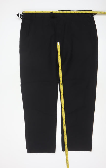 Marks and Spencer Men Black 42 Regular Wool Dress Trousers Side Adjusters