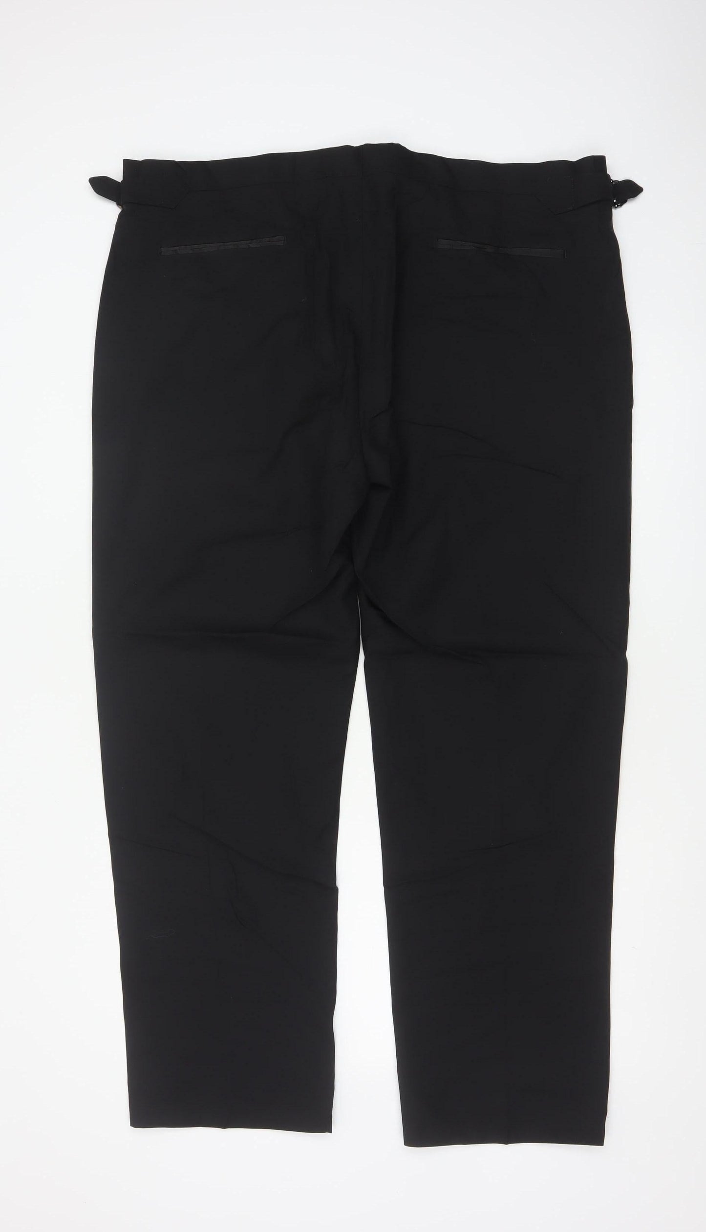Marks and Spencer Men Black 42 Regular Wool Dress Trousers Side Adjusters