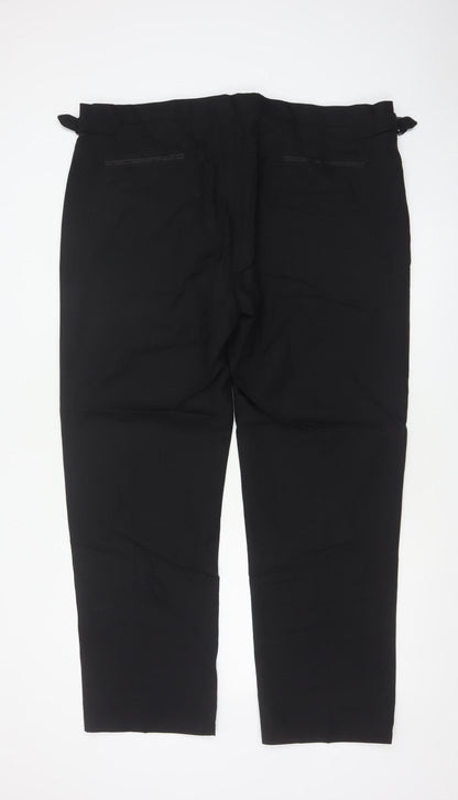 Marks and Spencer Men Black 42 Regular Wool Dress Trousers Side Adjusters