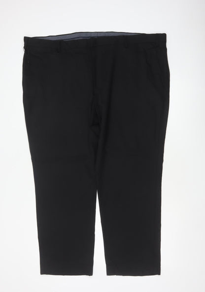 Marks and Spencer Men's Black 48in Short Regular Fit Wool Dress Trousers