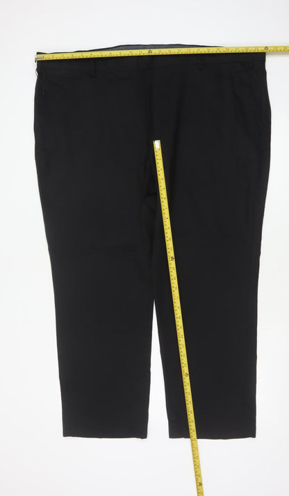 Marks and Spencer Men's Black 48in Short Regular Fit Wool Dress Trousers