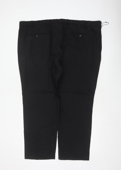 Marks and Spencer Men's Black 48in Short Regular Fit Wool Dress Trousers
