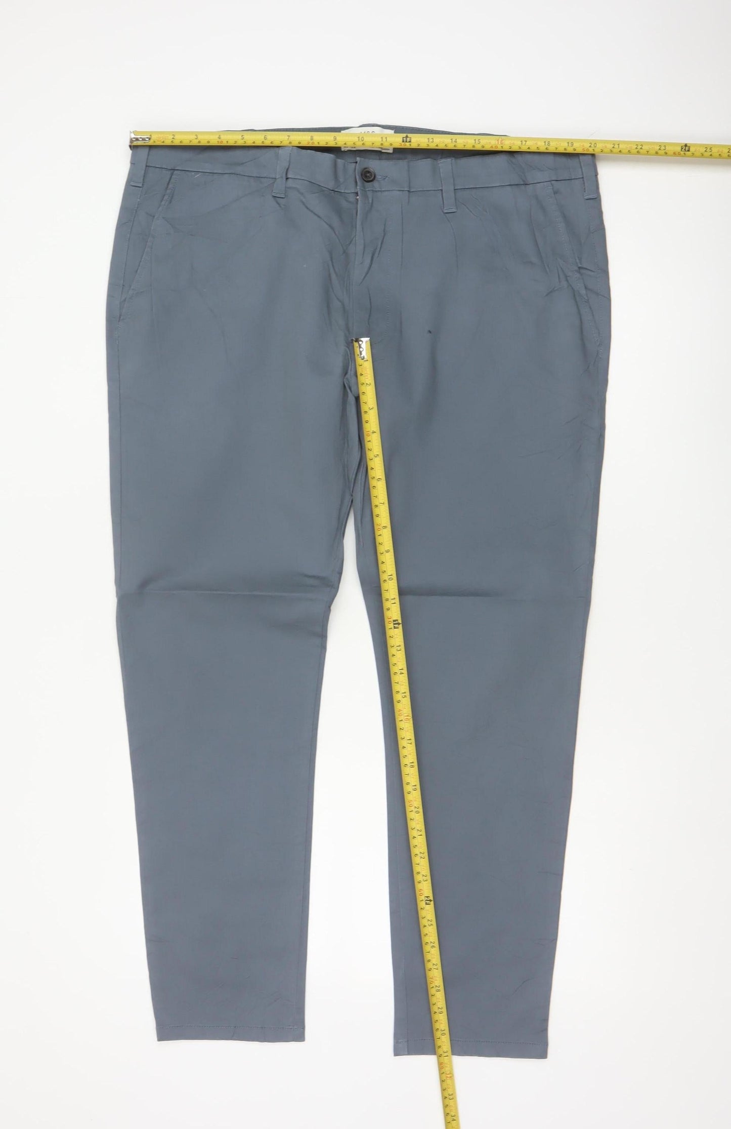 Marks and Spencer Men Grey 40 29 Skinny Fit Cotton Stretch Chino Trousers