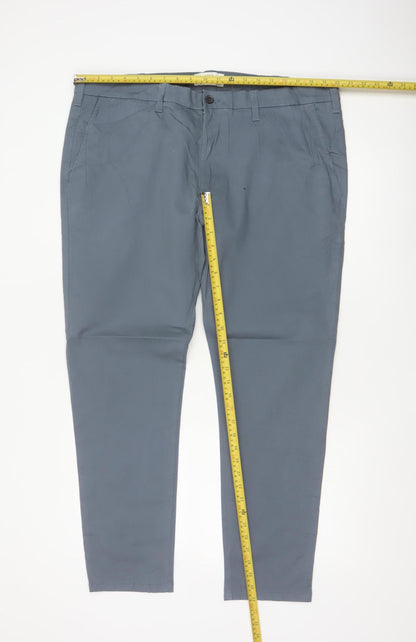 Marks and Spencer Men Grey 40 29 Skinny Fit Cotton Stretch Chino Trousers