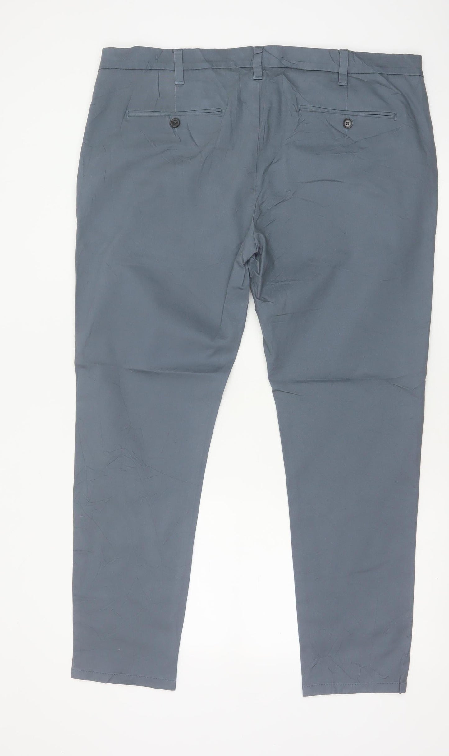 Marks and Spencer Men Grey 40 29 Skinny Fit Cotton Stretch Chino Trousers
