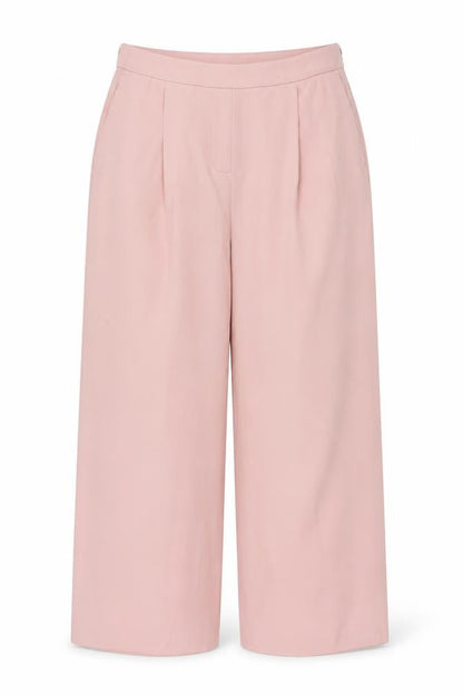 M&S Women Pink UK 18 Wide Leg Formal Dress Trousers Pockets