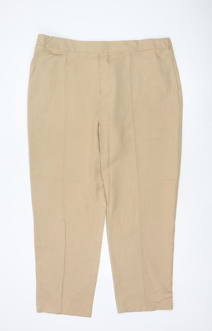 Marks and Spencer Women's Beige UK 22 Regular Tapered Tailored Trousers