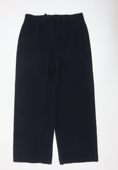 Marks & Spencer Women Navy UK 16 Long Wide Leg High Rise Trousers