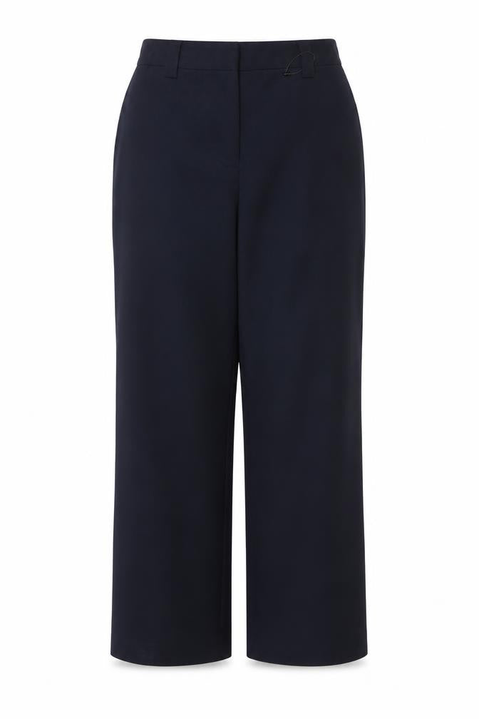 Marks & Spencer Women Navy UK 16 Long Wide Leg High Rise Trousers