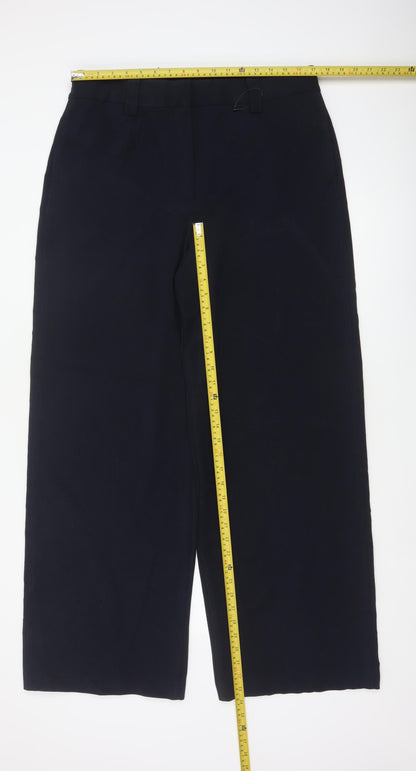 Marks & Spencer Women Navy UK 16 Long Wide Leg High Rise Trousers
