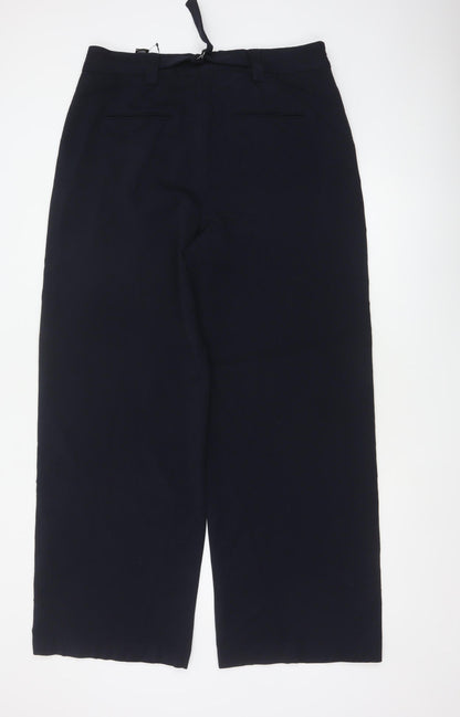 Marks & Spencer Women Navy UK 16 Long Wide Leg High Rise Trousers