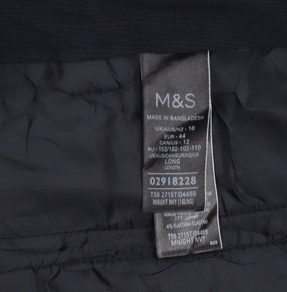 Marks & Spencer Women Navy UK 16 Long Wide Leg High Rise Trousers
