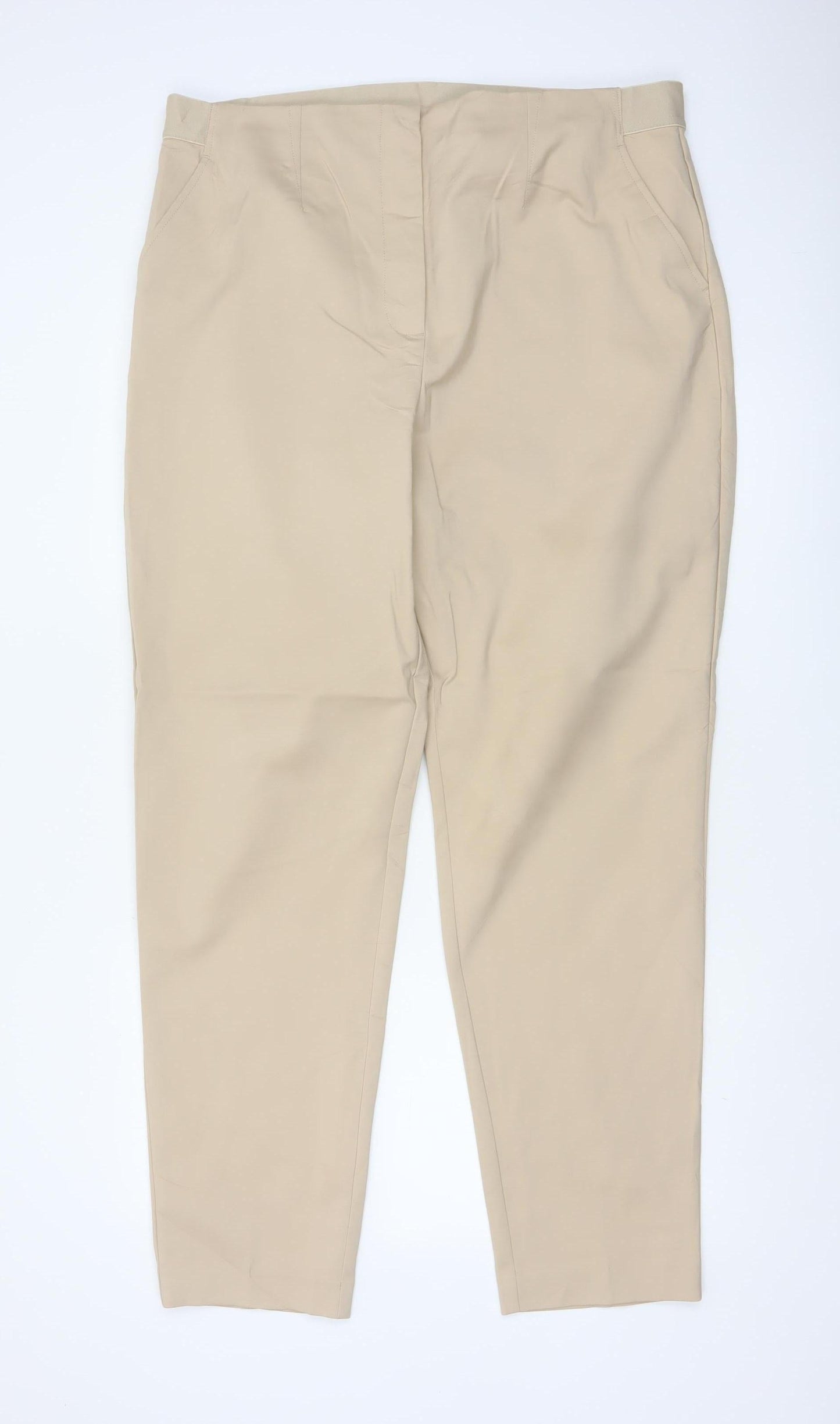 M&S Women’s Beige Size 20 Long Tapered Smart Work Trousers