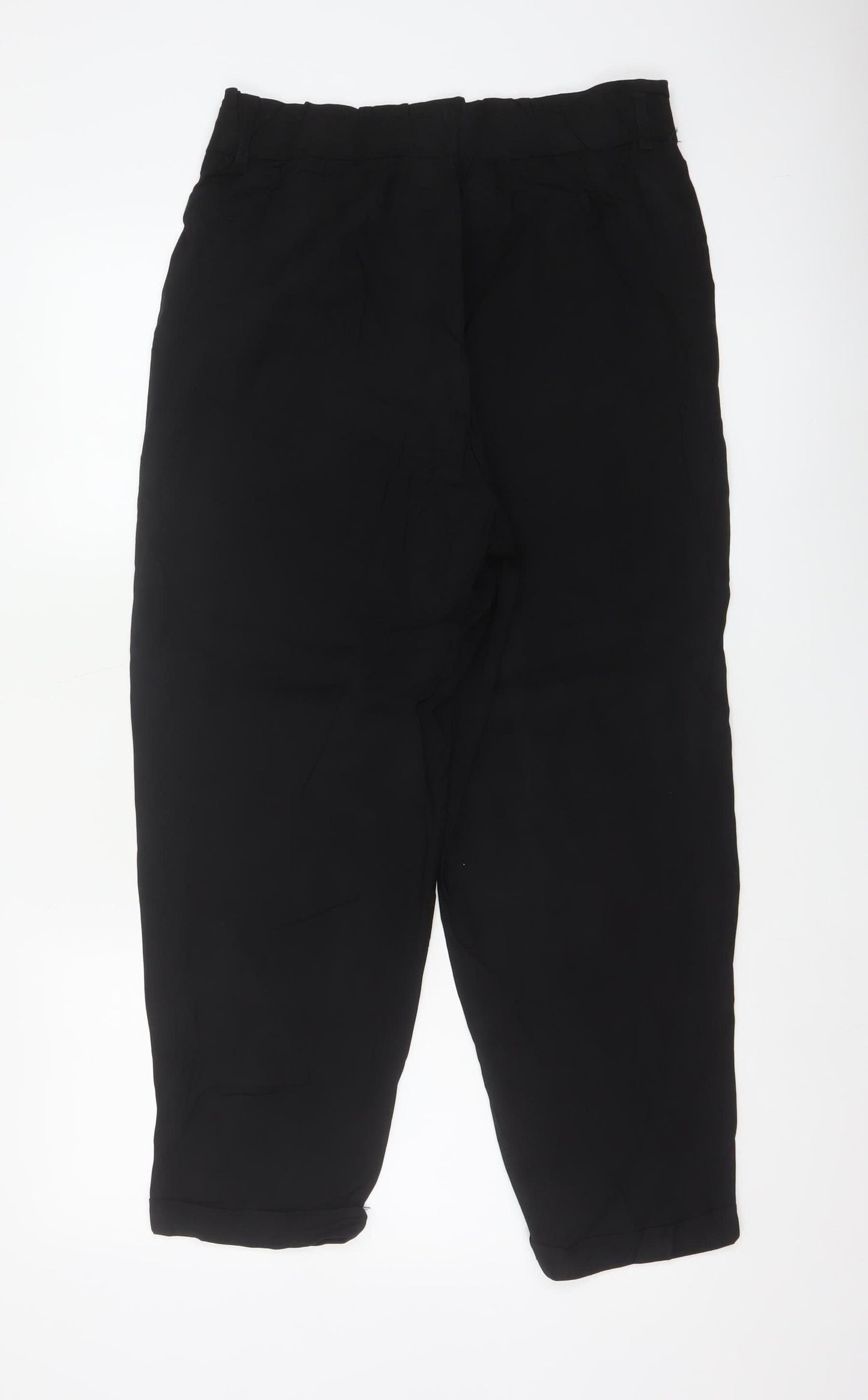 Zara Women Black UK 14 High Rise Tapered Paperbag Trousers