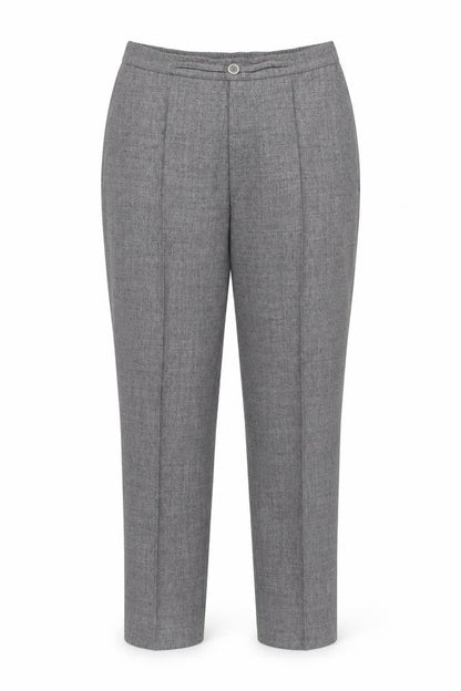 Marks & Spencer Women Grey UK 12 Short Herringbone Straight Dress Trousers