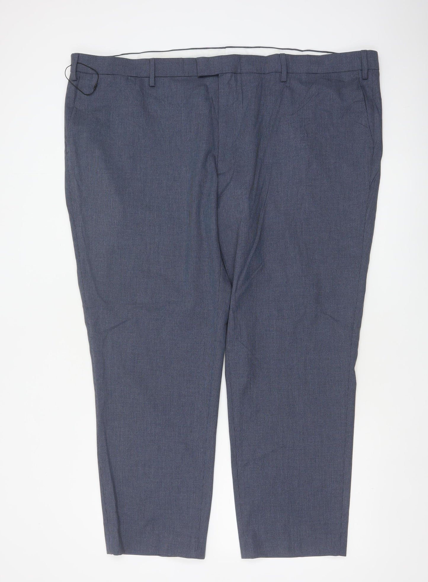 M&S Men’s Blue Linen Blend Dress Trousers 50in Waist 29in Short