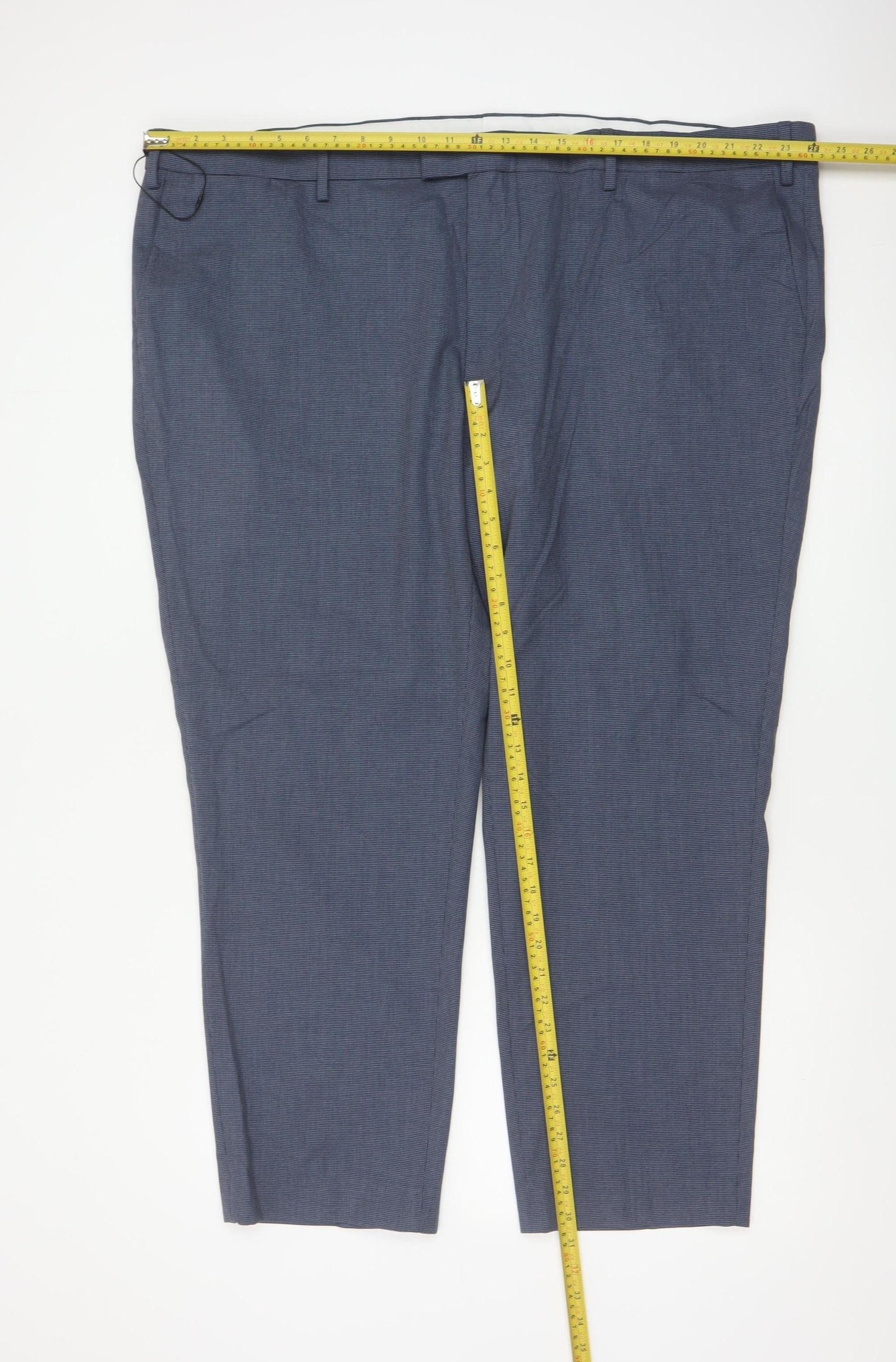 M&S Men’s Blue Linen Blend Dress Trousers 50in Waist 29in Short