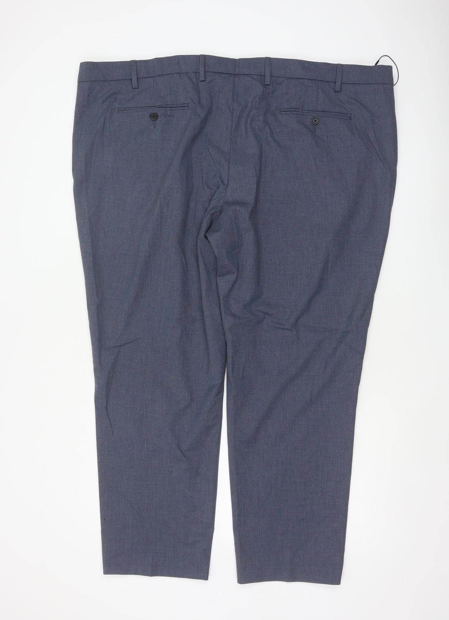 M&S Men’s Blue Linen Blend Dress Trousers 50in Waist 29in Short