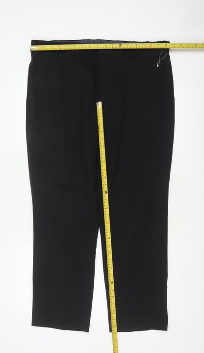 Marks and Spencer Men's Black 38S Regular Fit Wool Blend Dress Trousers