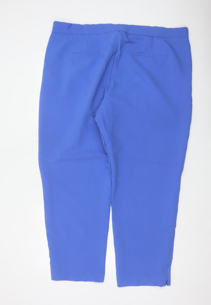 M&S Women Blue Size 24 High Rise Straight Ankle Trousers