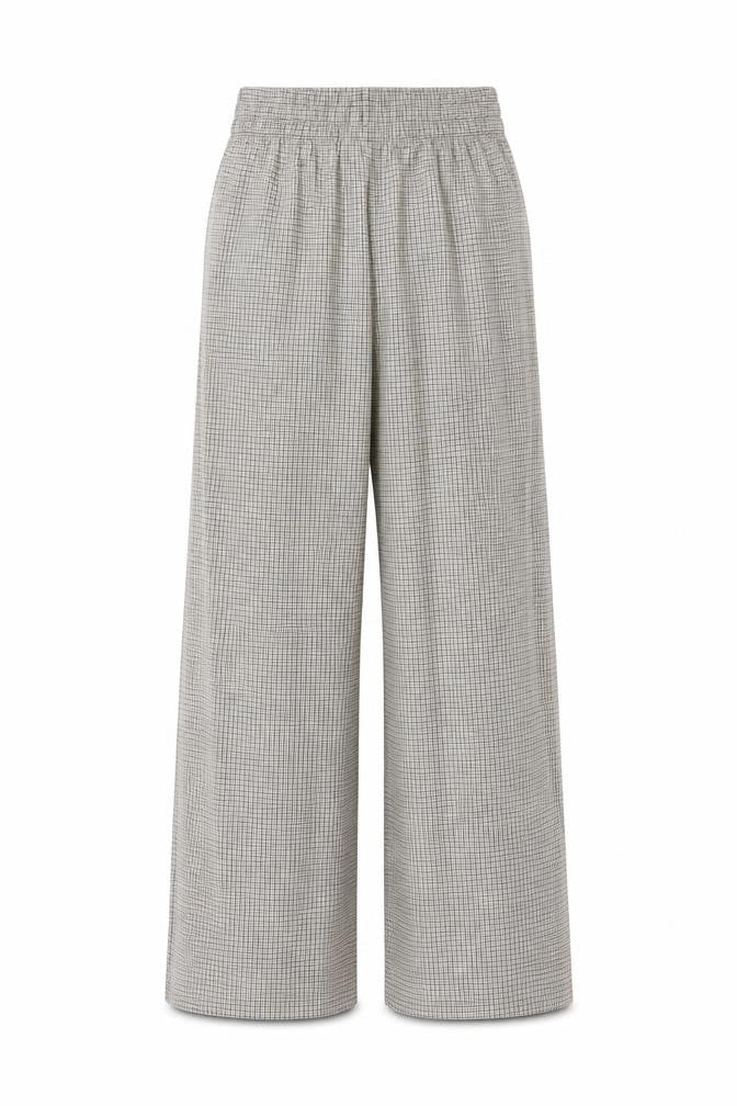Marks & Spencer Women Multicoloured Check Wide-Leg Trousers UK 8 Regular