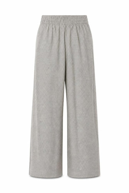 Marks & Spencer Women Multicoloured Check Wide-Leg Trousers UK 8 Regular
