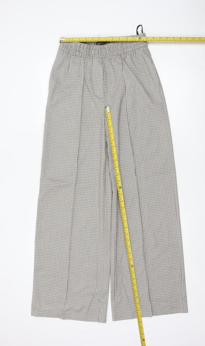 Marks & Spencer Women Multicoloured Check Wide-Leg Trousers UK 8 Regular