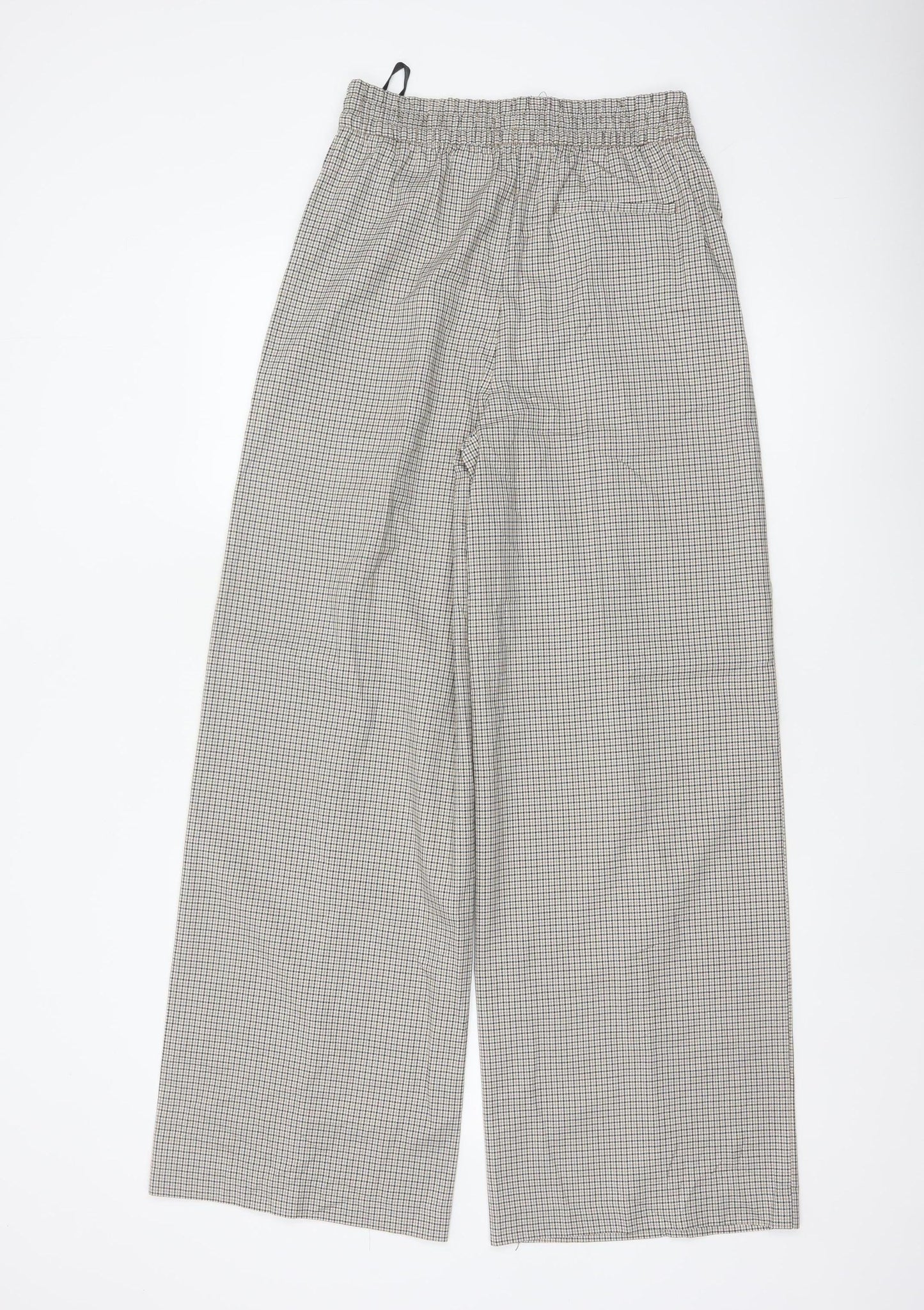 Marks & Spencer Women Multicoloured Check Wide-Leg Trousers UK 8 Regular