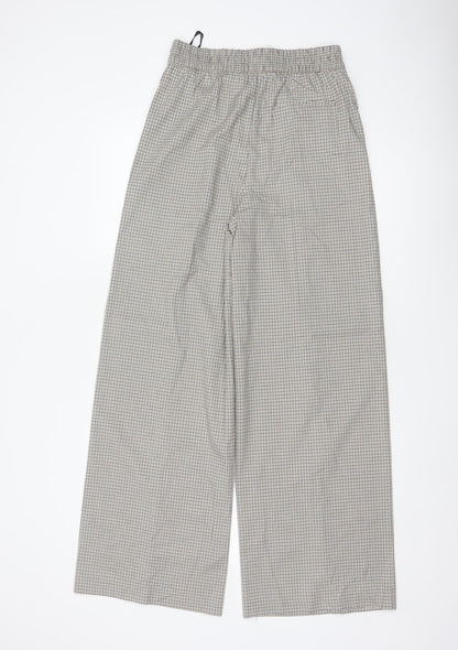 Marks & Spencer Women Multicoloured Check Wide-Leg Trousers UK 8 Regular