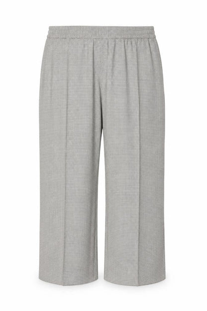 Marks & Spencer Women’s Beige Check Wide-Leg Trousers UK 22 Short Stretch