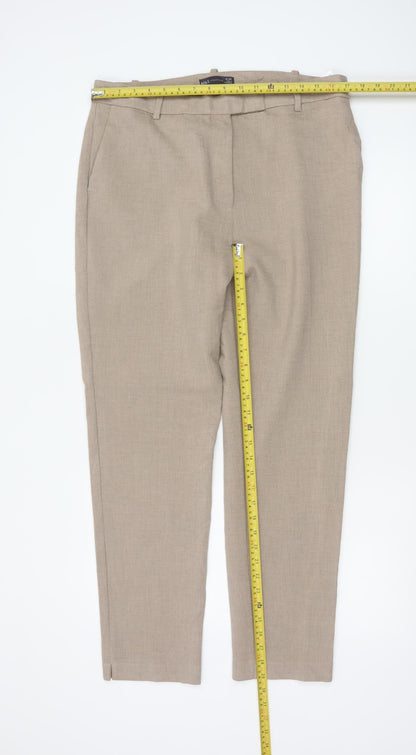 M&S Women Beige Size 16 Long Tapered Smart Dress Trousers