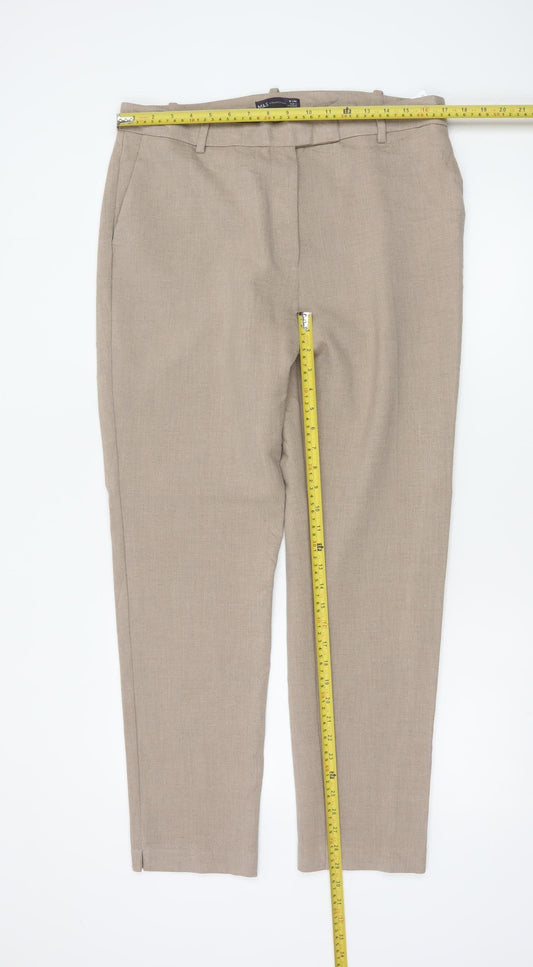 M&S Women Beige Size 16 Long Tapered Smart Dress Trousers