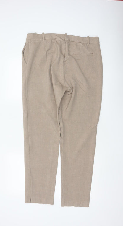 M&S Women Beige Size 16 Long Tapered Smart Dress Trousers