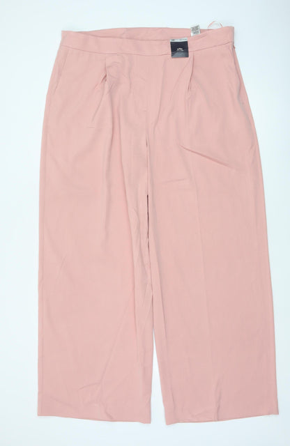 Marks & Spencer Women Pink UK 20 Wide Leg High Rise Trousers