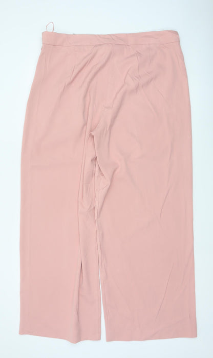 Marks & Spencer Women Pink UK 20 Wide Leg High Rise Trousers