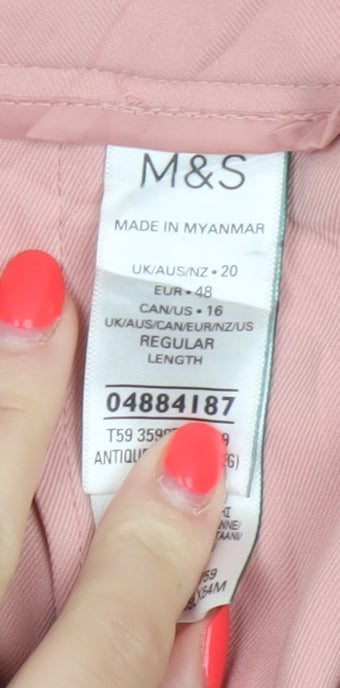 Marks & Spencer Women Pink UK 20 Wide Leg High Rise Trousers