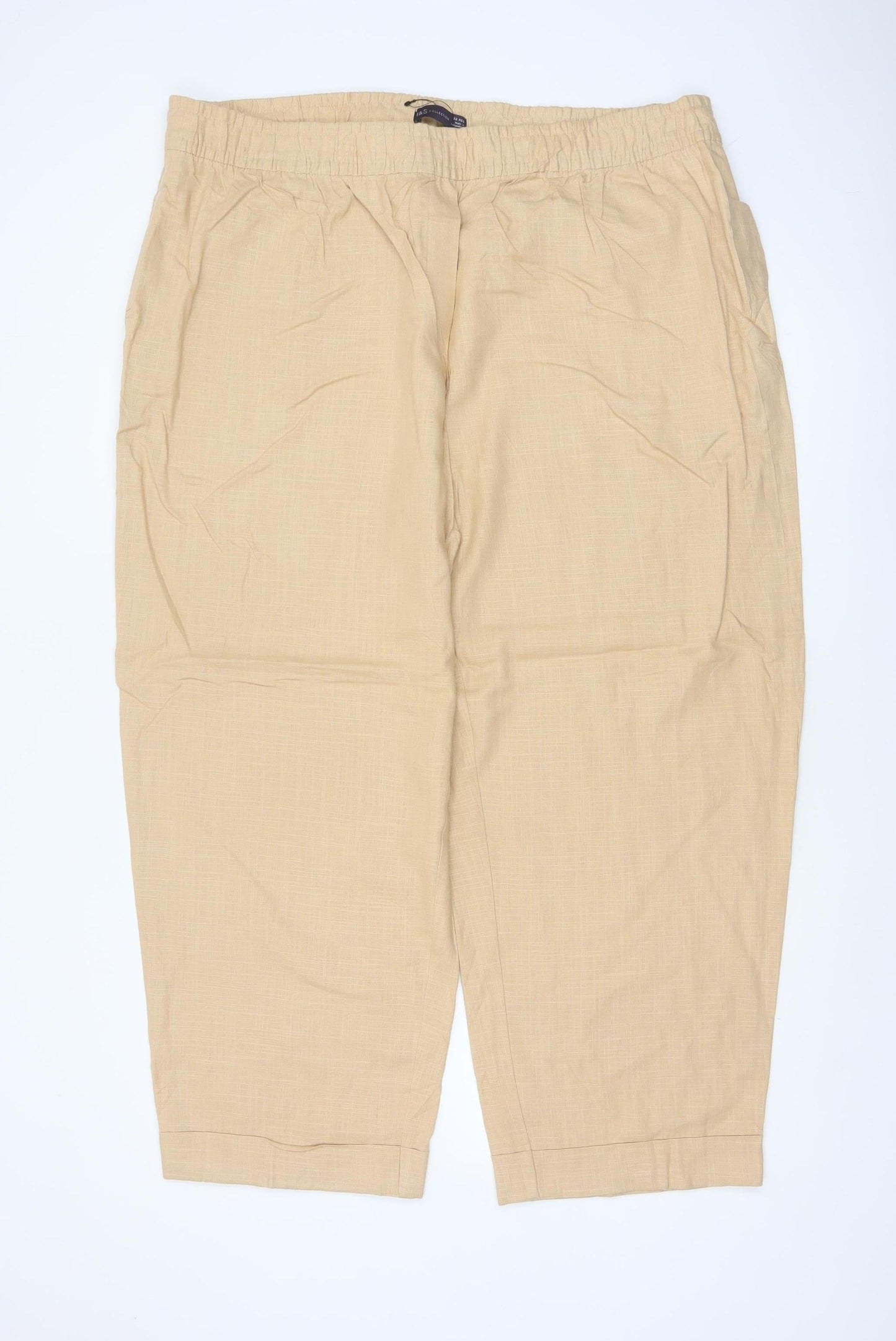 Marks and Spencer Women’s Beige Size 22 Linen Blend Tapered Trousers