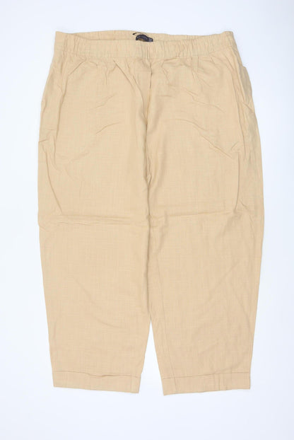 Marks and Spencer Women’s Beige Size 22 Linen Blend Tapered Trousers